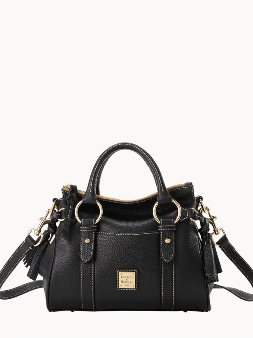 Dooney & Bourke Black Pebbled Leather Mini Satchel with Gold Hardware